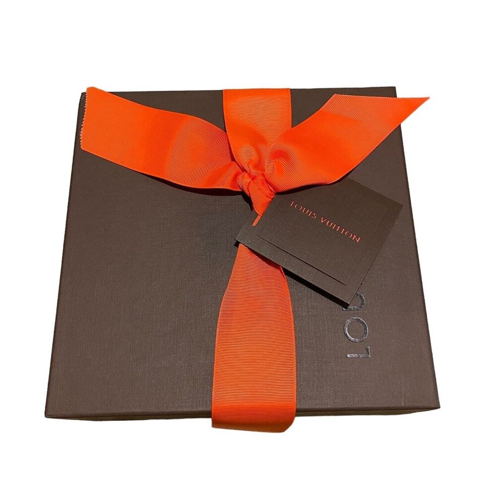 Louis Vuitton Empty Brown Box With Red Ribbon 9x9.5x4.5 Gift Set Card Present